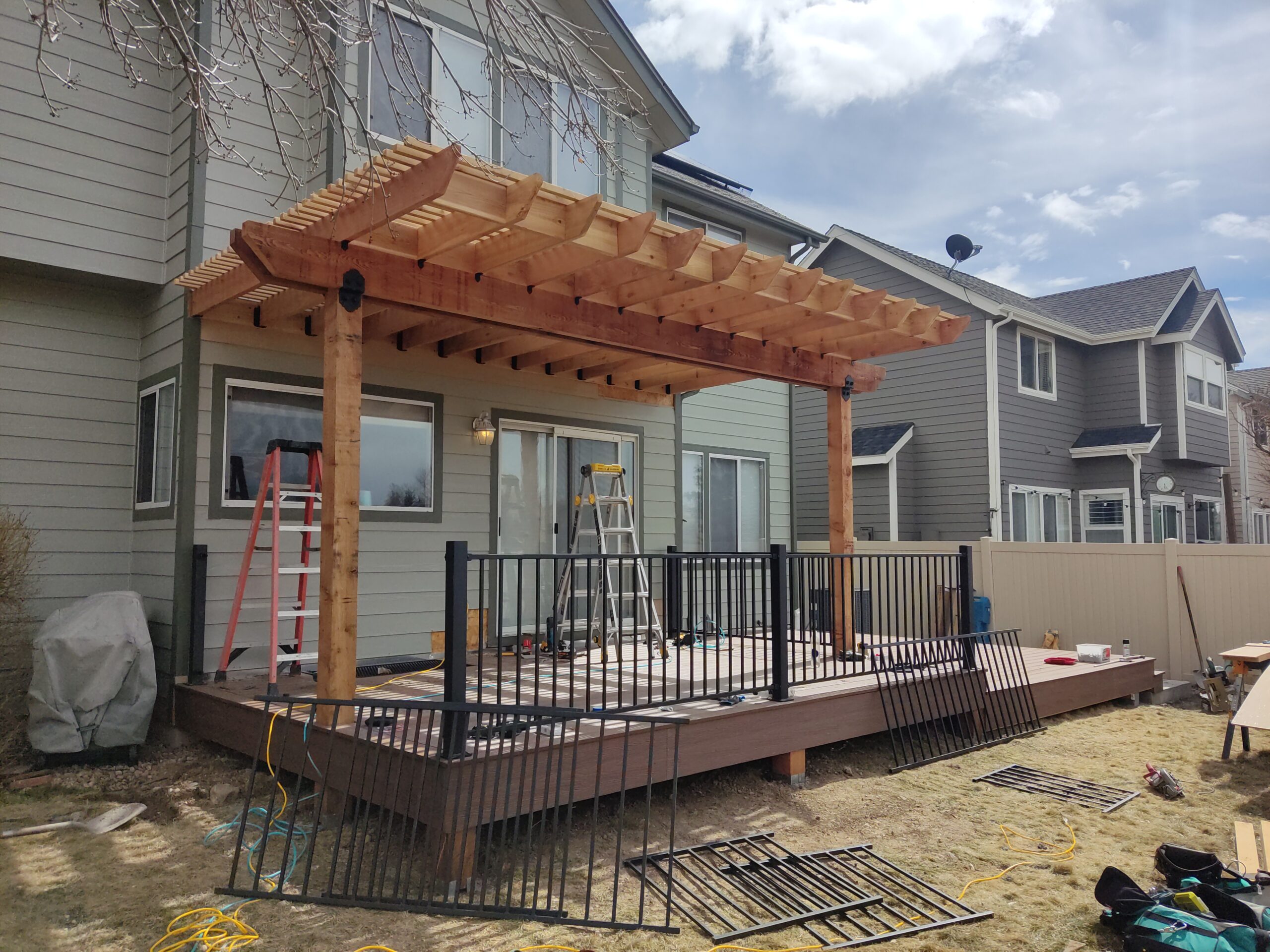 Deck with pergola - Mid construction