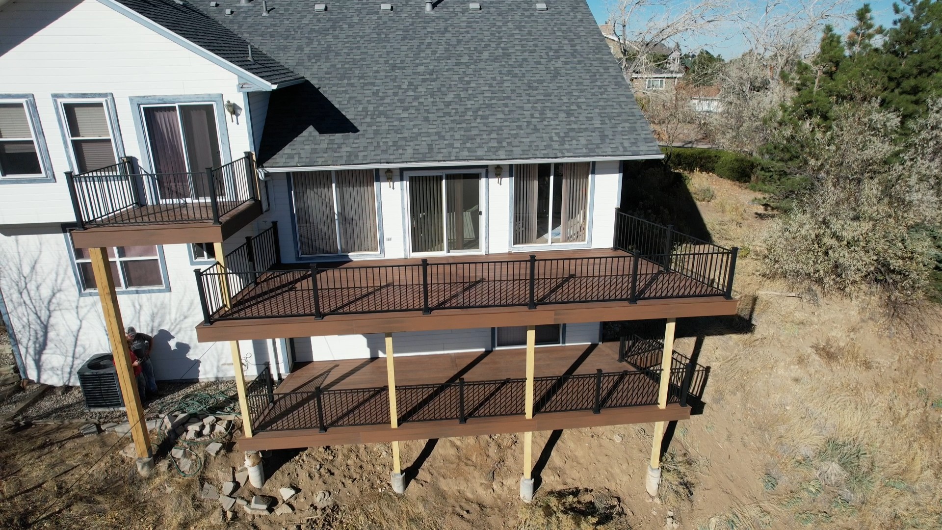 Multi story deck off hill